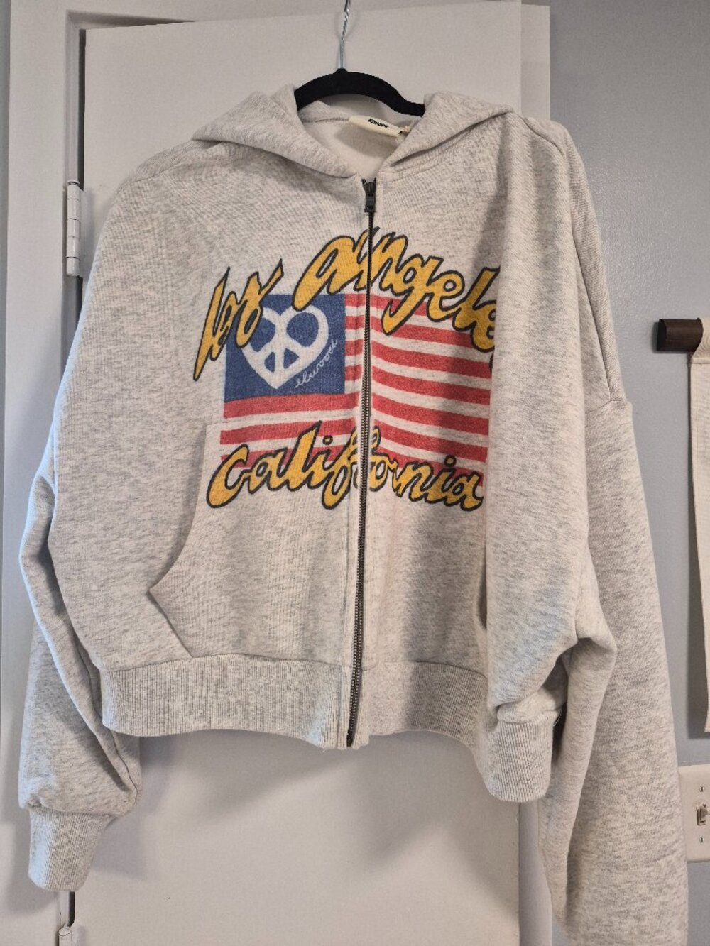 ELWOOD Core Full Zip Hoodie w/ American Flag "Los Angles California". Size XS.